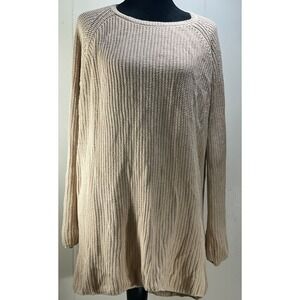 525 America Women's Size L Beige Knit Sweater Dress Long Sleeve Casual‎
